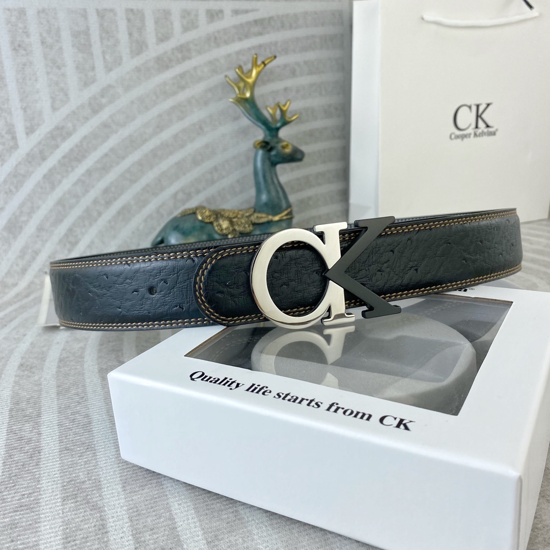 CK 💕 特种皮腰带系列 ，原厂五金精品不锈钢扣，手感柔软舒适 宽3.8CM。