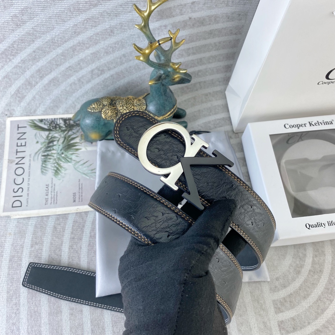 CK 💕 特种皮腰带系列 ，原厂五金精品不锈钢扣，手感柔软舒适 宽3.8CM。