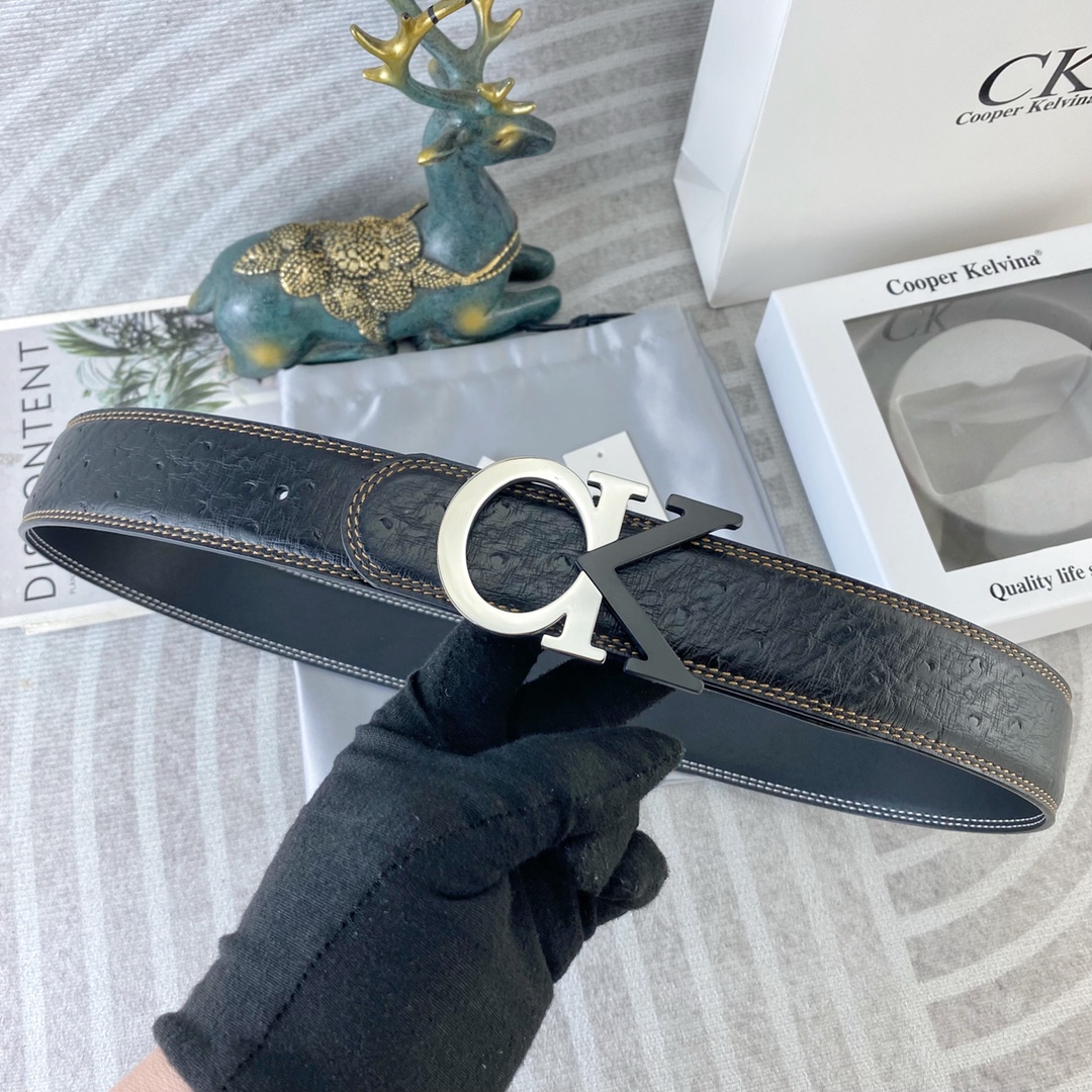 CK 💕 特种皮腰带系列 ，原厂五金精品不锈钢扣，手感柔软舒适 宽3.8CM。