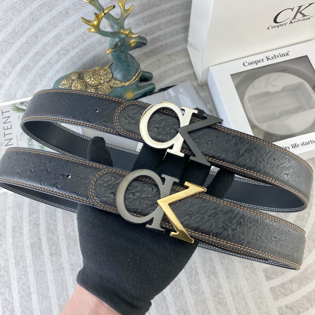 CK 💕 特种皮腰带系列 ，原厂五金精品不锈钢扣，手感柔软舒适 宽3.8CM。