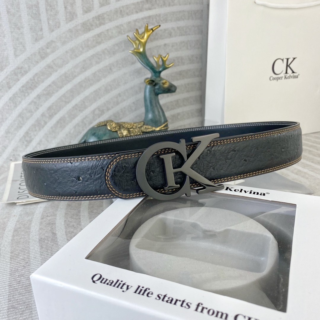 CK 💕 特种皮腰带系列 ，原厂五金精品不锈钢扣，手感柔软舒适 宽3.8CM。