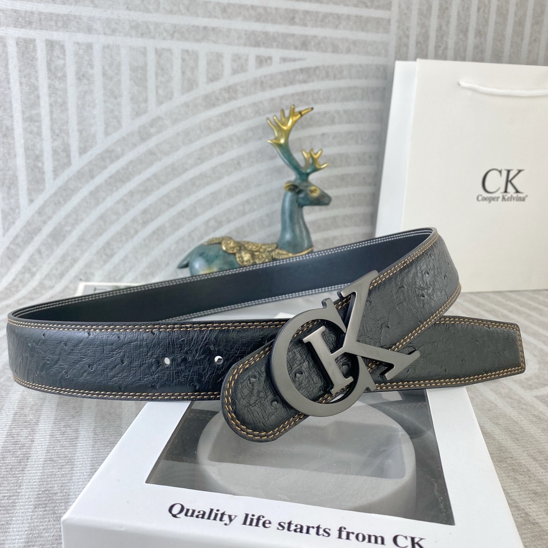CK 💕 特种皮腰带系列 ，原厂五金精品不锈钢扣，手感柔软舒适 宽3.8CM。