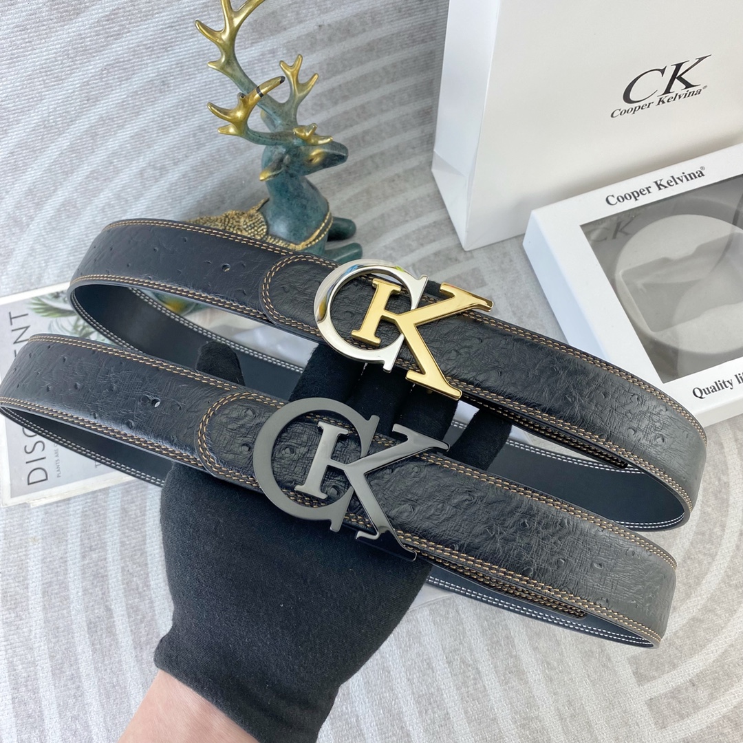 CK 💕 特种皮腰带系列 ，原厂五金精品不锈钢扣，手感柔软舒适 宽3.8CM。