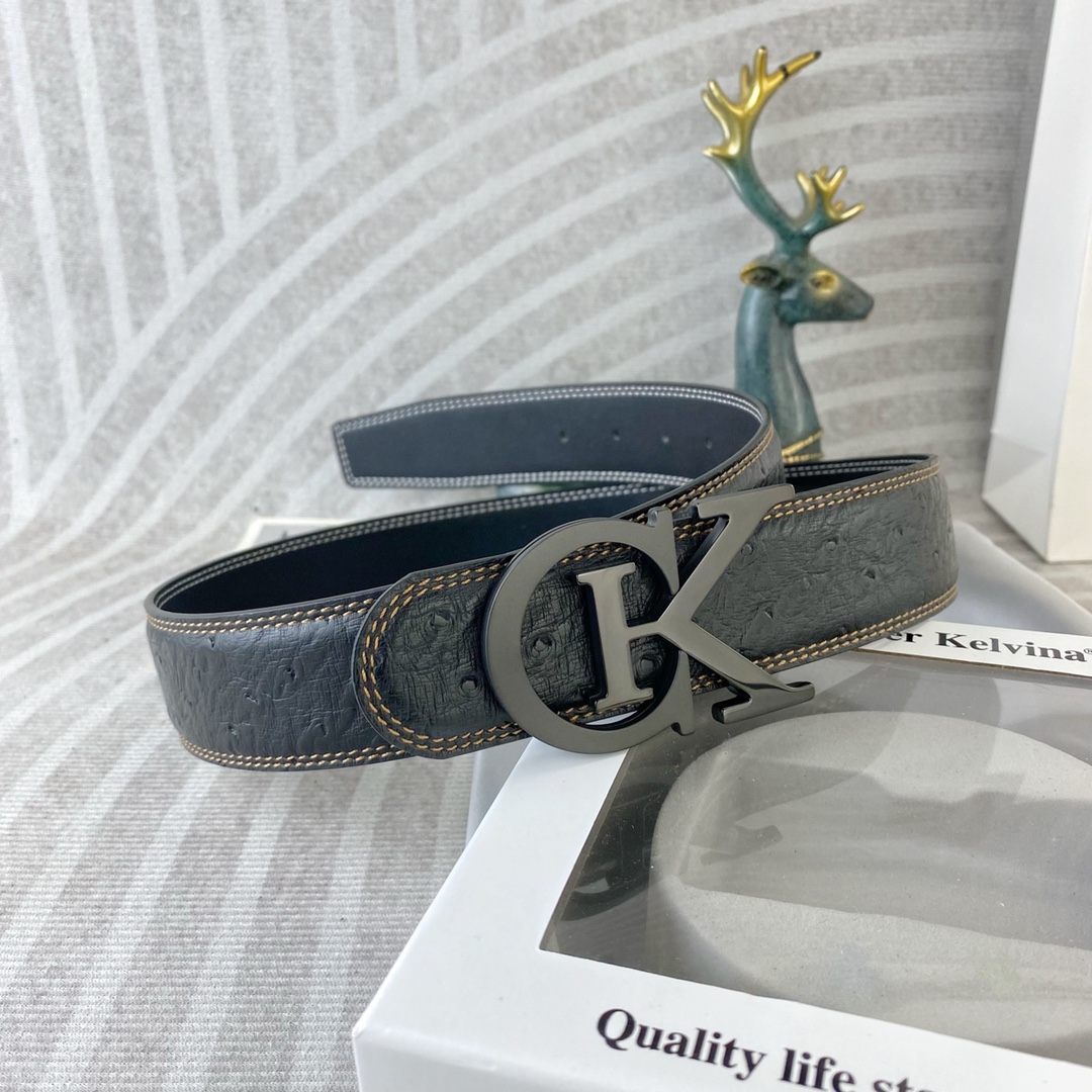 CK 💕 特种皮腰带系列 ，原厂五金精品不锈钢扣，手感柔软舒适 宽3.8CM。