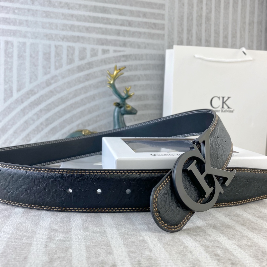 CK 💕 特种皮腰带系列 ，原厂五金精品不锈钢扣，手感柔软舒适 宽3.8CM。