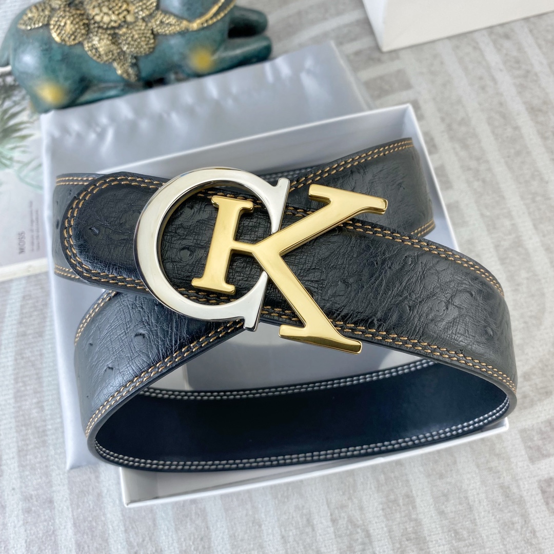CK 💕 特种皮腰带系列 ，原厂五金精品不锈钢扣，手感柔软舒适 宽3.8CM。