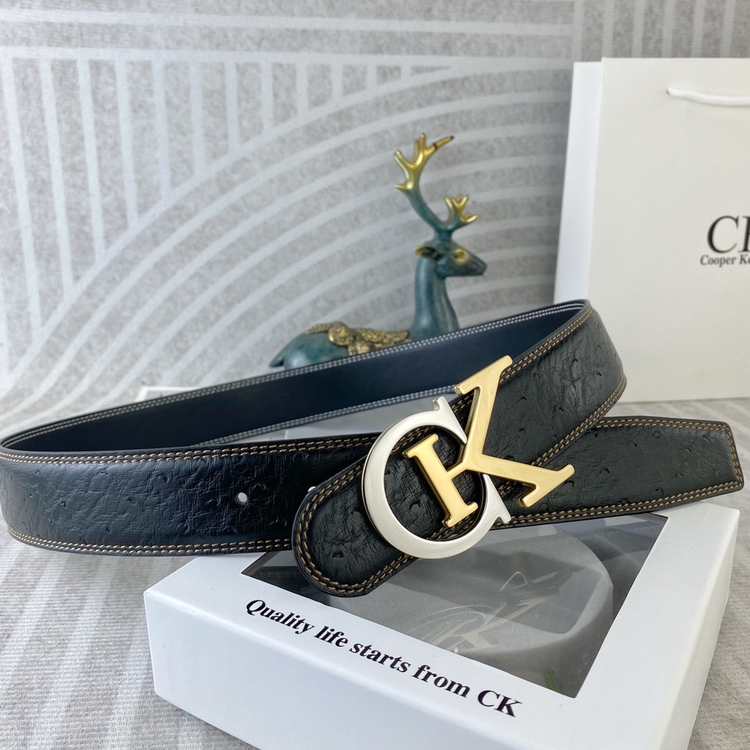 CK 💕 特种皮腰带系列 ，原厂五金精品不锈钢扣，手感柔软舒适 宽3.8CM。