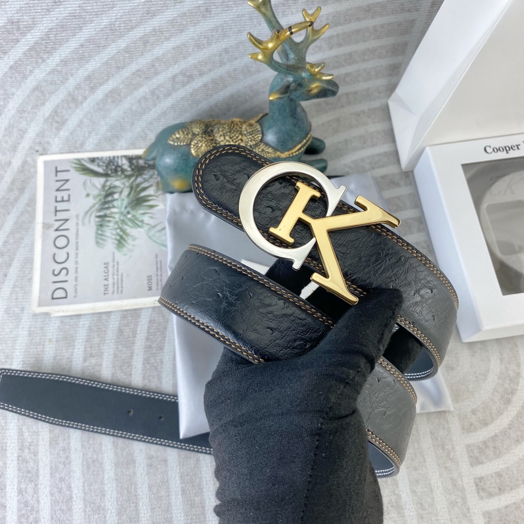 CK 💕 特种皮腰带系列 ，原厂五金精品不锈钢扣，手感柔软舒适 宽3.8CM。