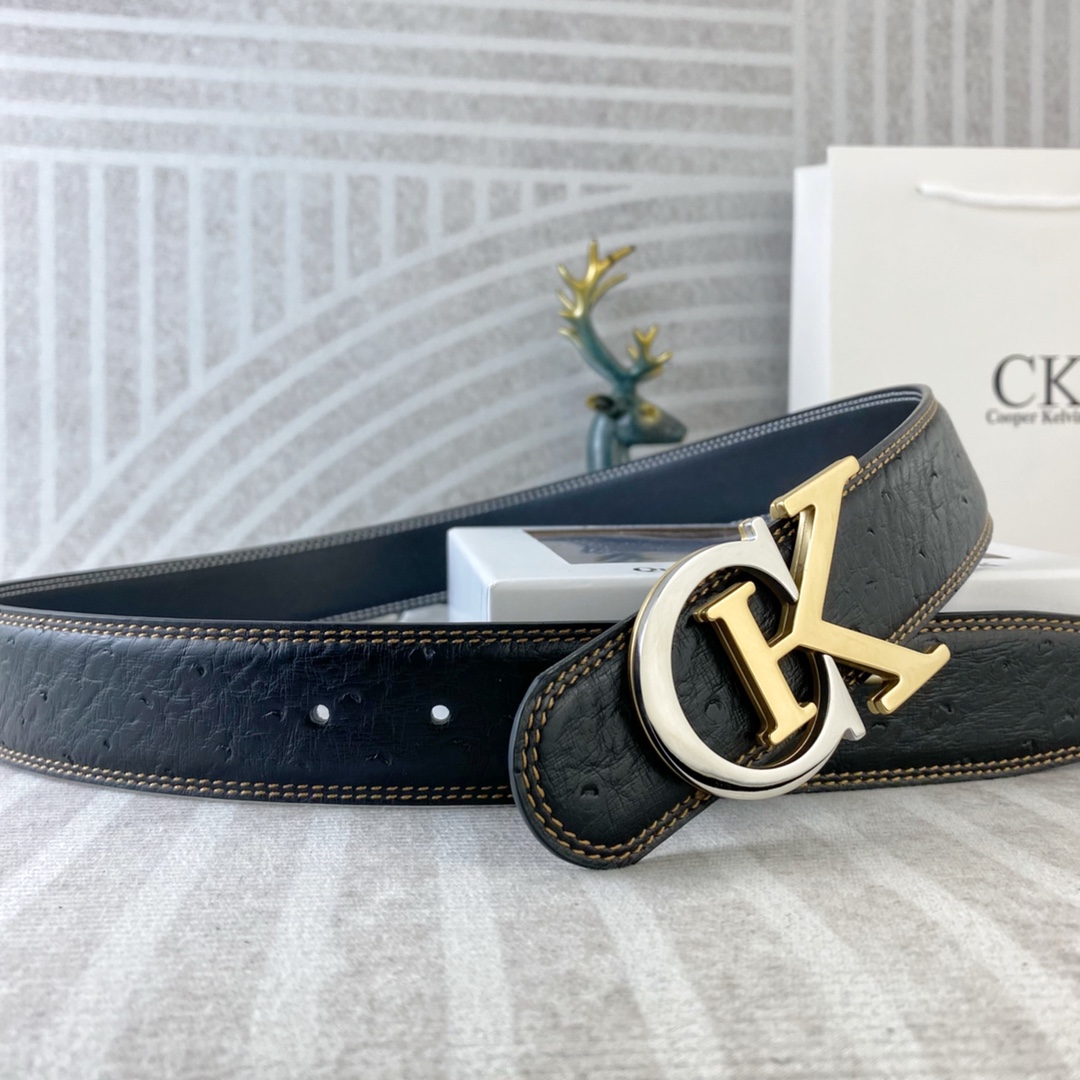 CK 💕 特种皮腰带系列 ，原厂五金精品不锈钢扣，手感柔软舒适 宽3.8CM。