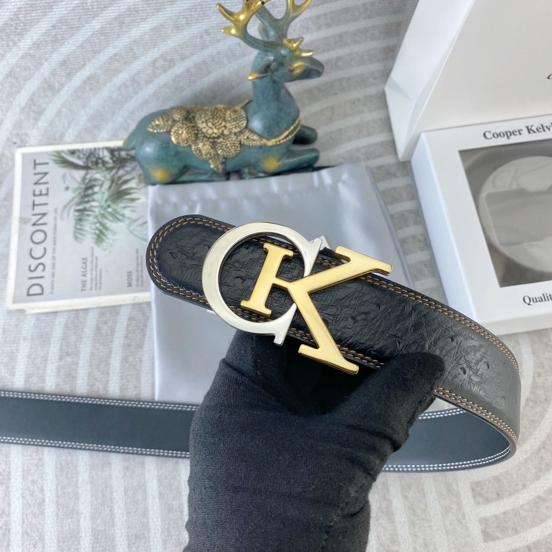 CK 💕 特种皮腰带系列 ，原厂五金精品不锈钢扣，手感柔软舒适 宽3.8CM。