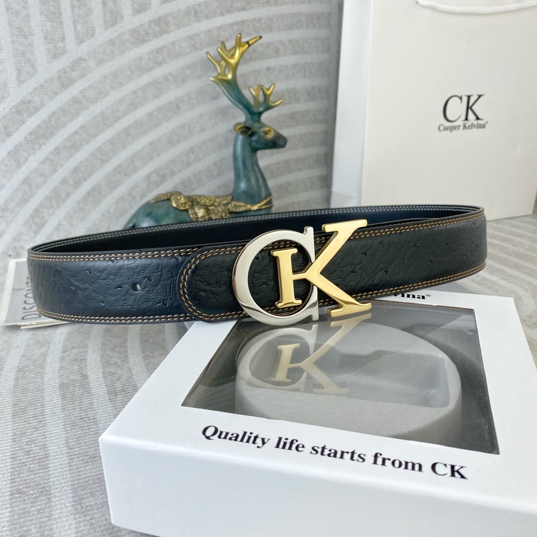 CK 💕 特种皮腰带系列 ，原厂五金精品不锈钢扣，手感柔软舒适 宽3.8CM。