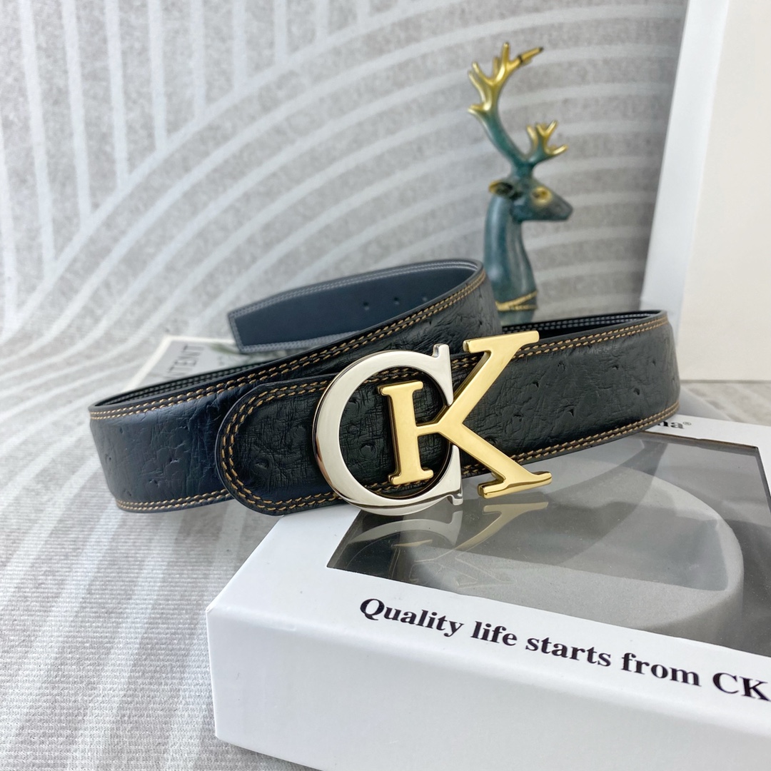 CK 💕 特种皮腰带系列 ，原厂五金精品不锈钢扣，手感柔软舒适 宽3.8CM。