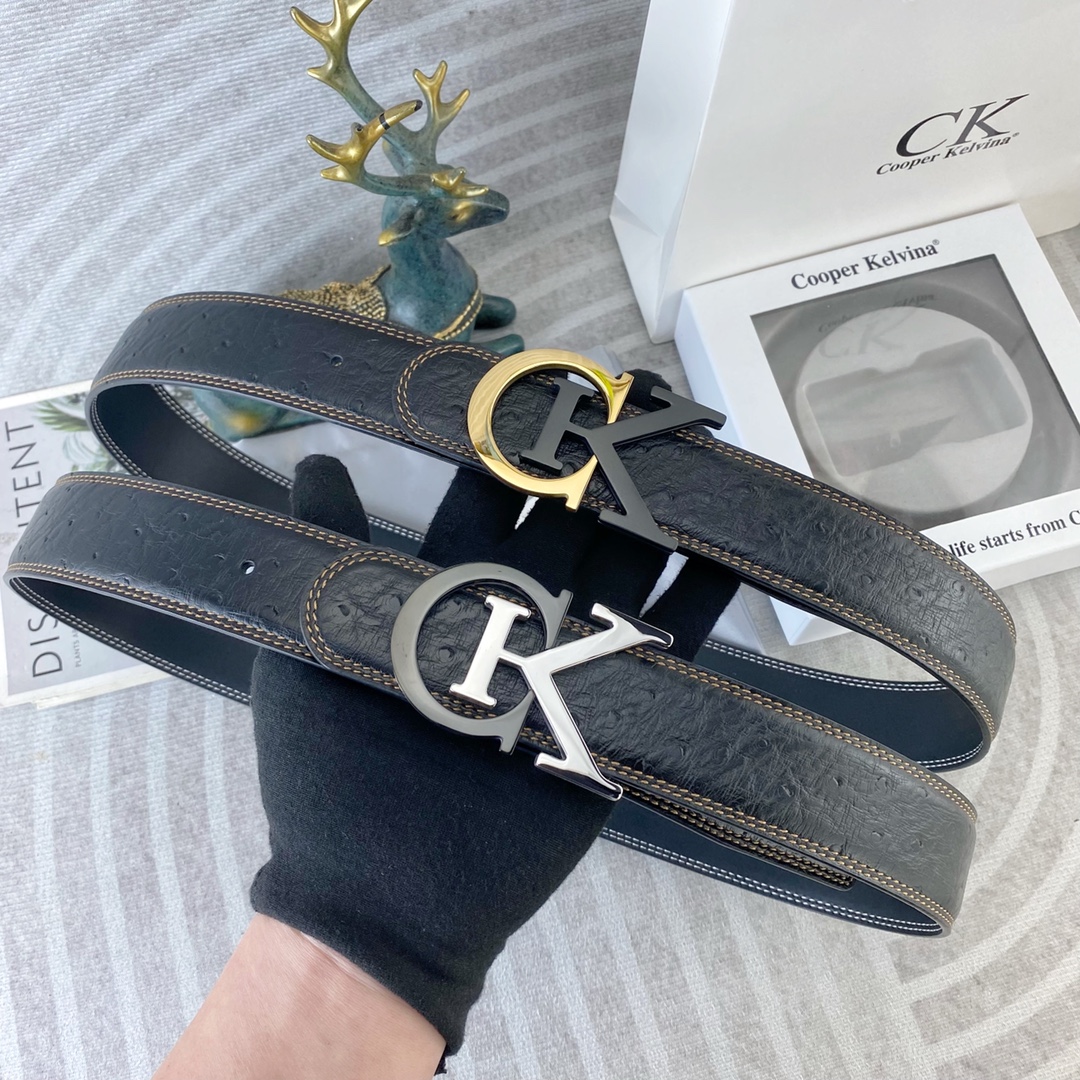 CK 💕 特种皮腰带系列 ，原厂五金精品不锈钢扣，手感柔软舒适 宽3.8CM。