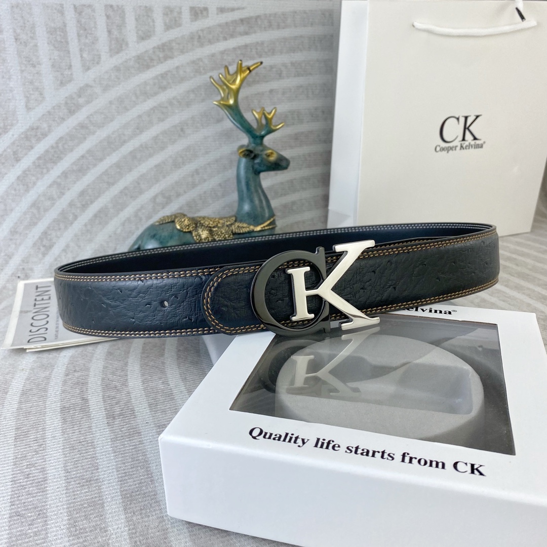 CK 💕 特种皮腰带系列 ，原厂五金精品不锈钢扣，手感柔软舒适 宽3.8CM。