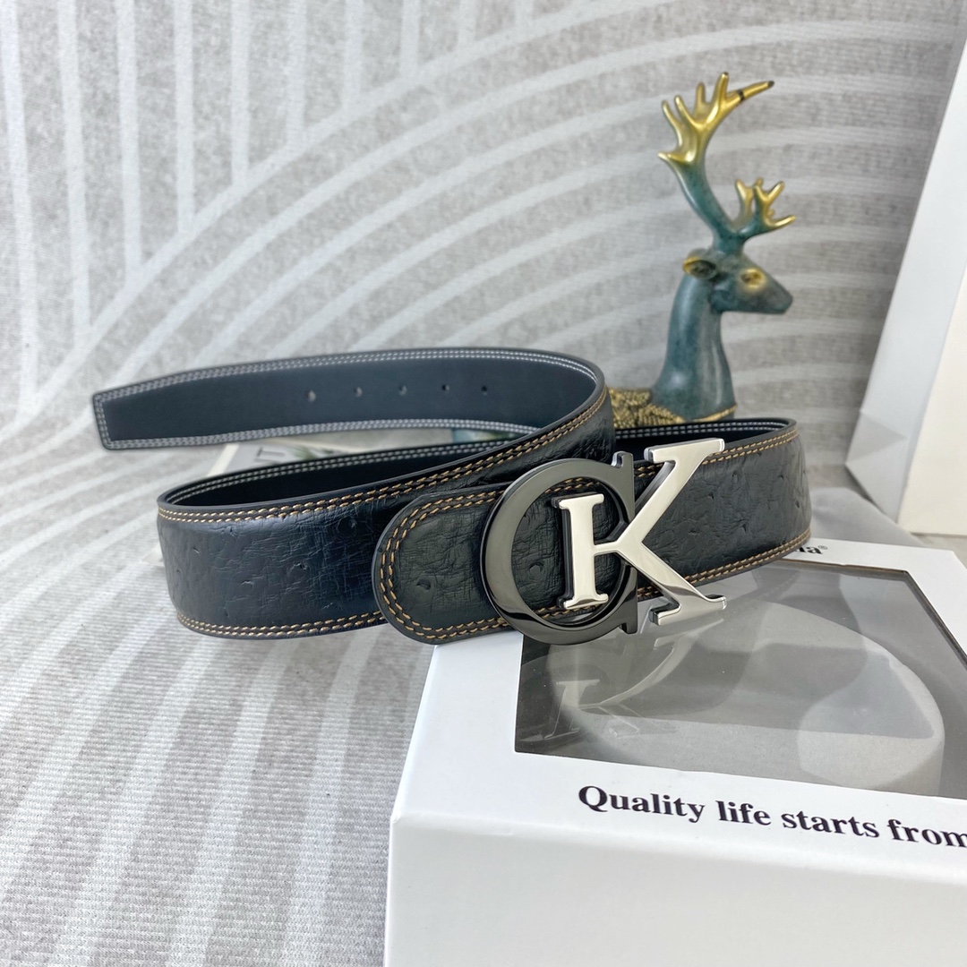 CK 💕 特种皮腰带系列 ，原厂五金精品不锈钢扣，手感柔软舒适 宽3.8CM。