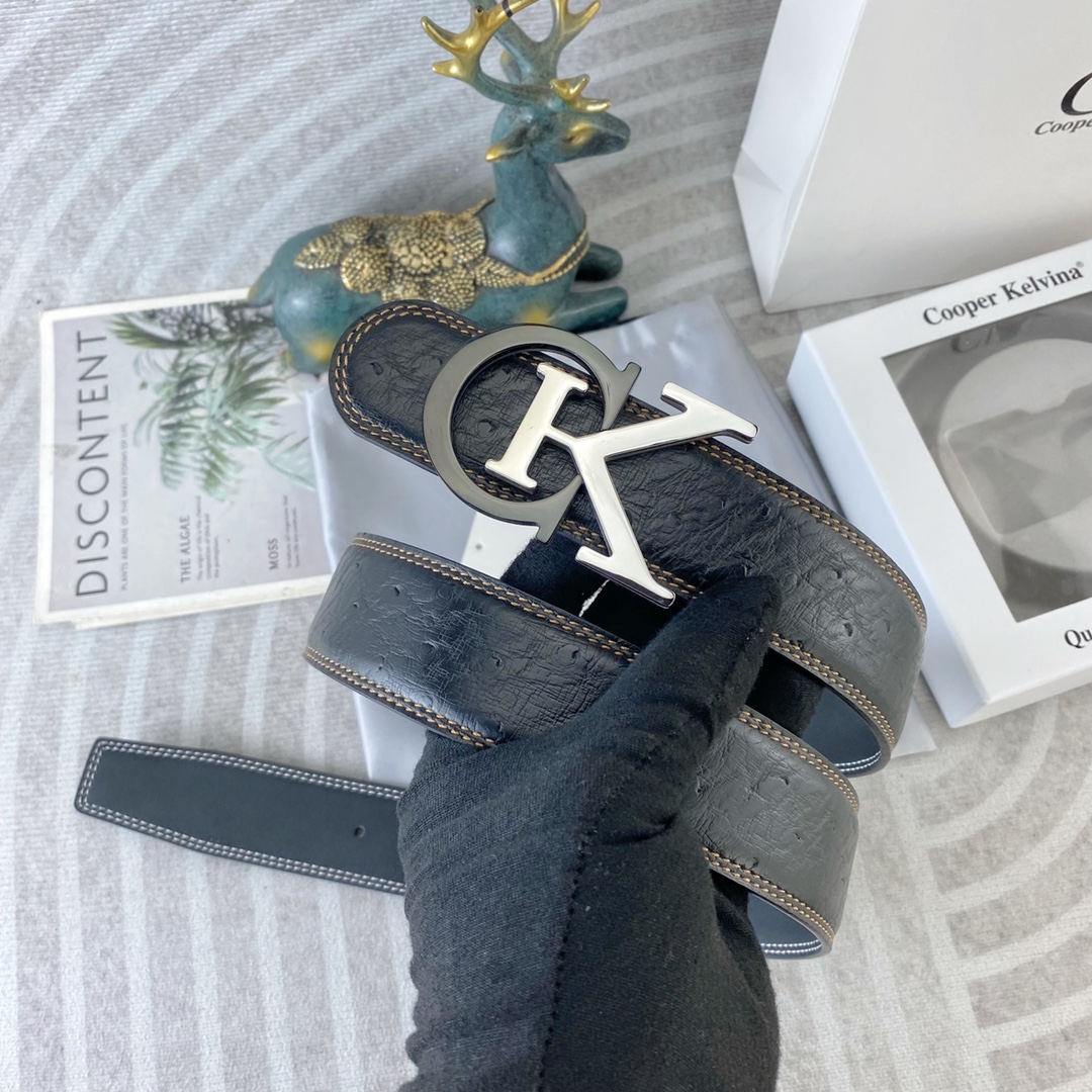 CK 💕 特种皮腰带系列 ，原厂五金精品不锈钢扣，手感柔软舒适 宽3.8CM。