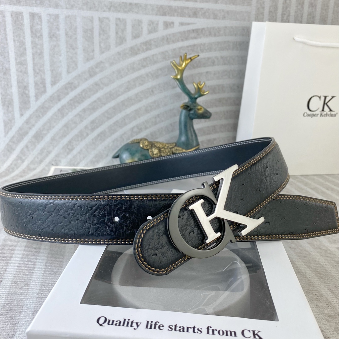 CK 💕 特种皮腰带系列 ，原厂五金精品不锈钢扣，手感柔软舒适 宽3.8CM。