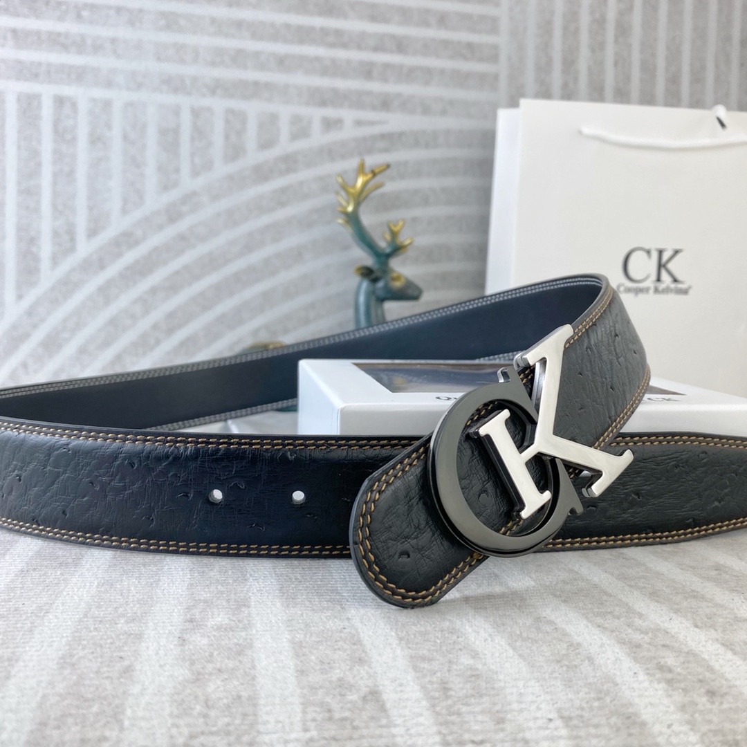CK 💕 特种皮腰带系列 ，原厂五金精品不锈钢扣，手感柔软舒适 宽3.8CM。
