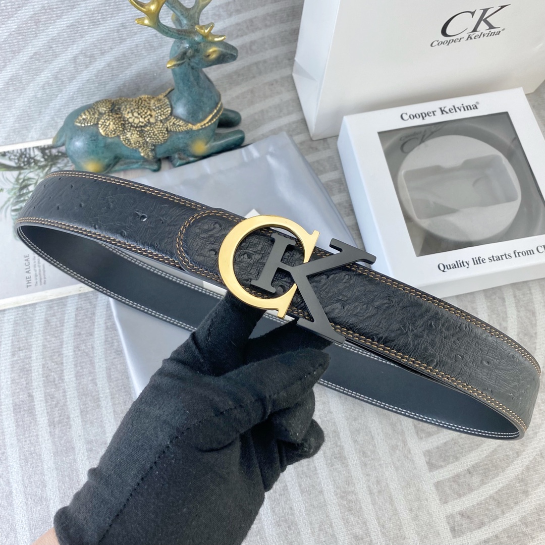 CK 💕 特种皮腰带系列 ，原厂五金精品不锈钢扣，手感柔软舒适 宽3.8CM。