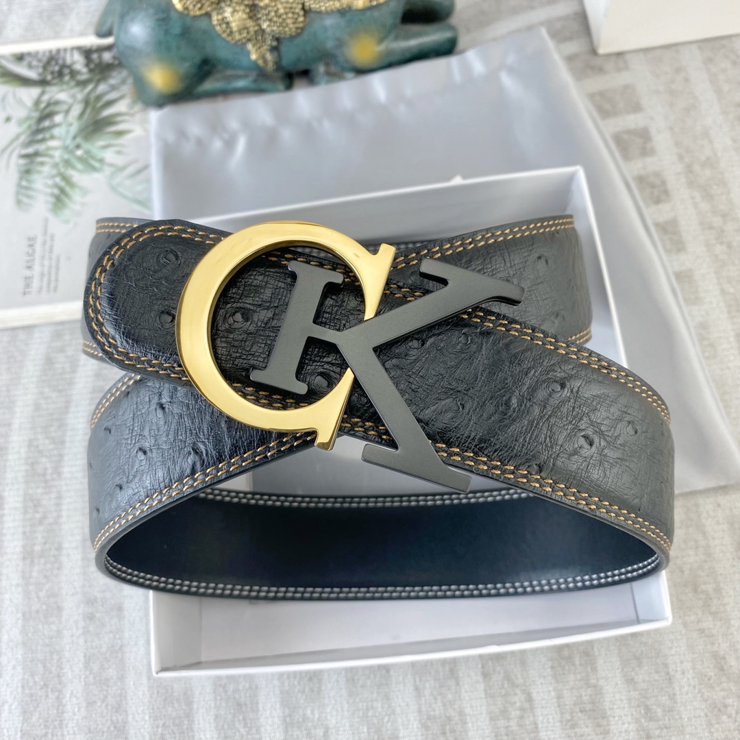 CK 💕 特种皮腰带系列 ，原厂五金精品不锈钢扣，手感柔软舒适 宽3.8CM。