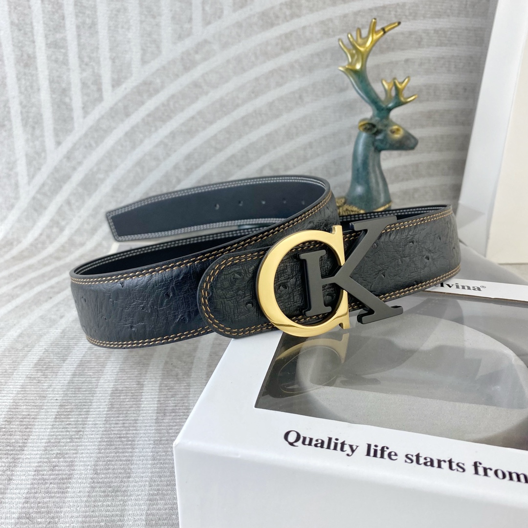 CK 💕 特种皮腰带系列 ，原厂五金精品不锈钢扣，手感柔软舒适 宽3.8CM。