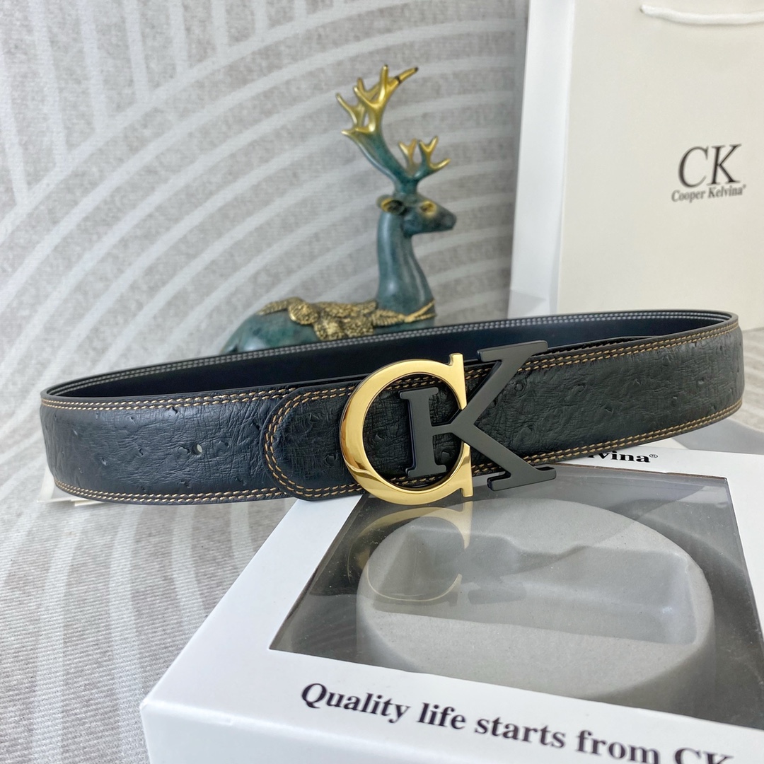 CK 💕 特种皮腰带系列 ，原厂五金精品不锈钢扣，手感柔软舒适 宽3.8CM。