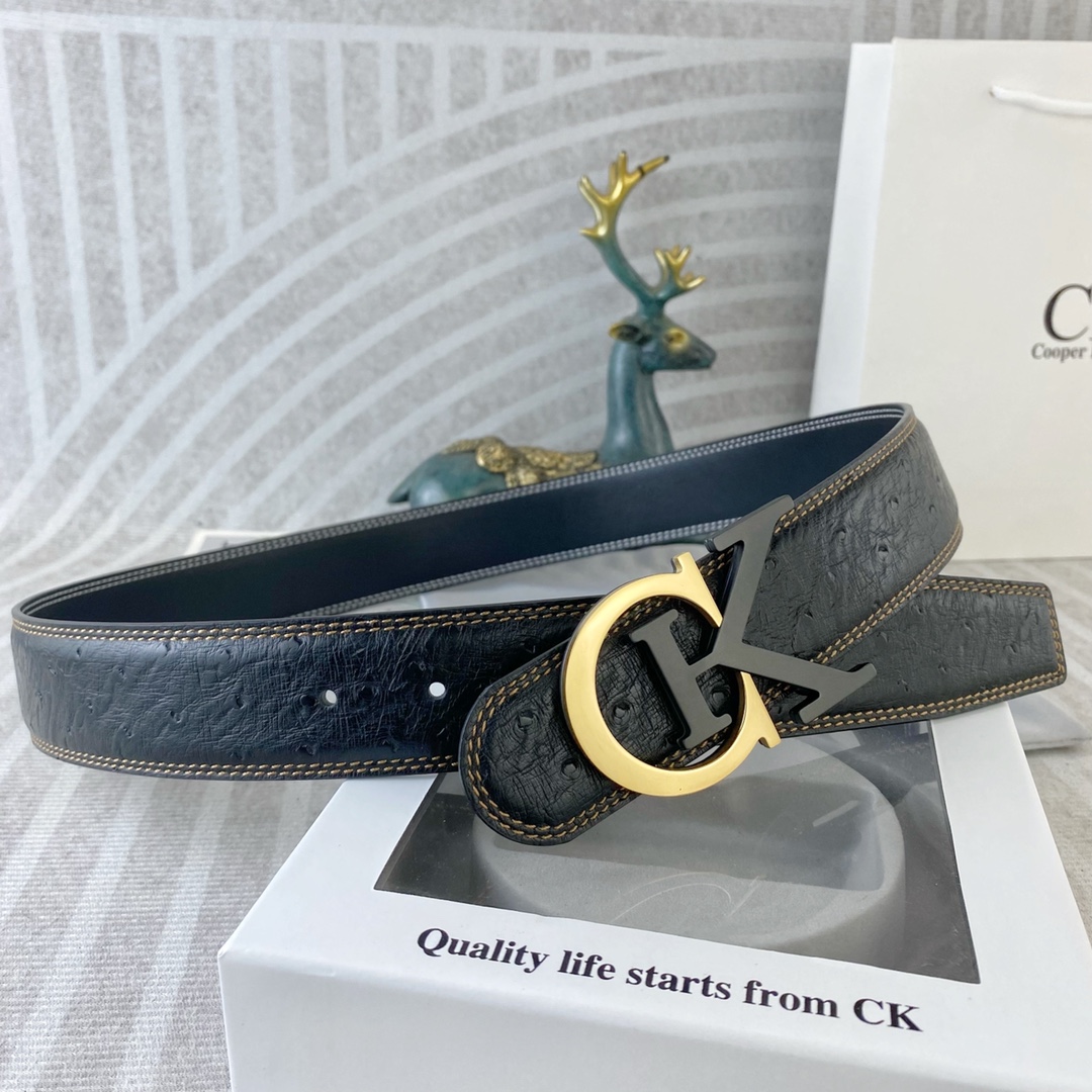 CK 💕 特种皮腰带系列 ，原厂五金精品不锈钢扣，手感柔软舒适 宽3.8CM。