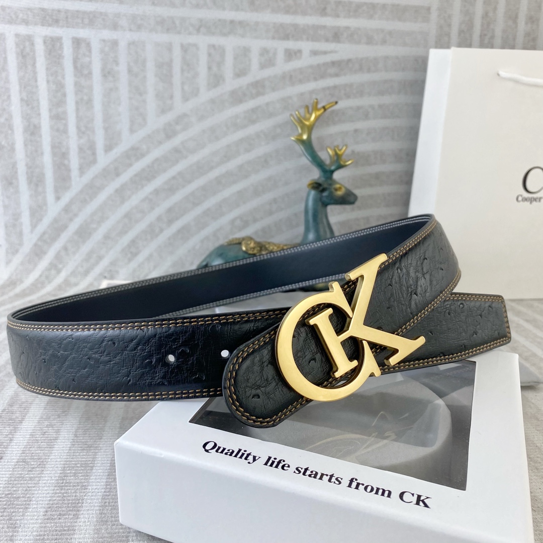 CK 💕 特种皮腰带系列 ，原厂五金精品不锈钢扣，手感柔软舒适 宽3.8CM。