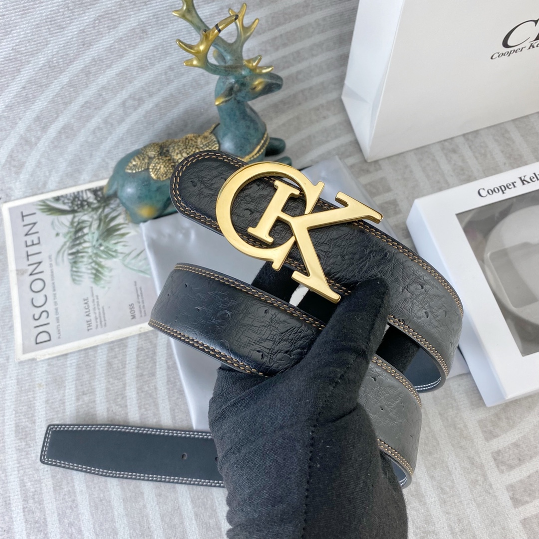 CK 💕 特种皮腰带系列 ，原厂五金精品不锈钢扣，手感柔软舒适 宽3.8CM。