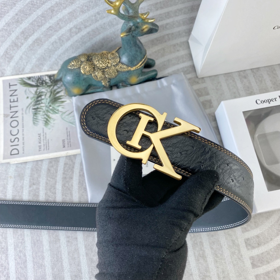CK 💕 特种皮腰带系列 ，原厂五金精品不锈钢扣，手感柔软舒适 宽3.8CM。