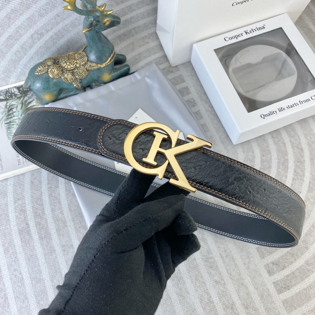 CK 💕 特种皮腰带系列 ，原厂五金精品不锈钢扣，手感柔软舒适 宽3.8CM。