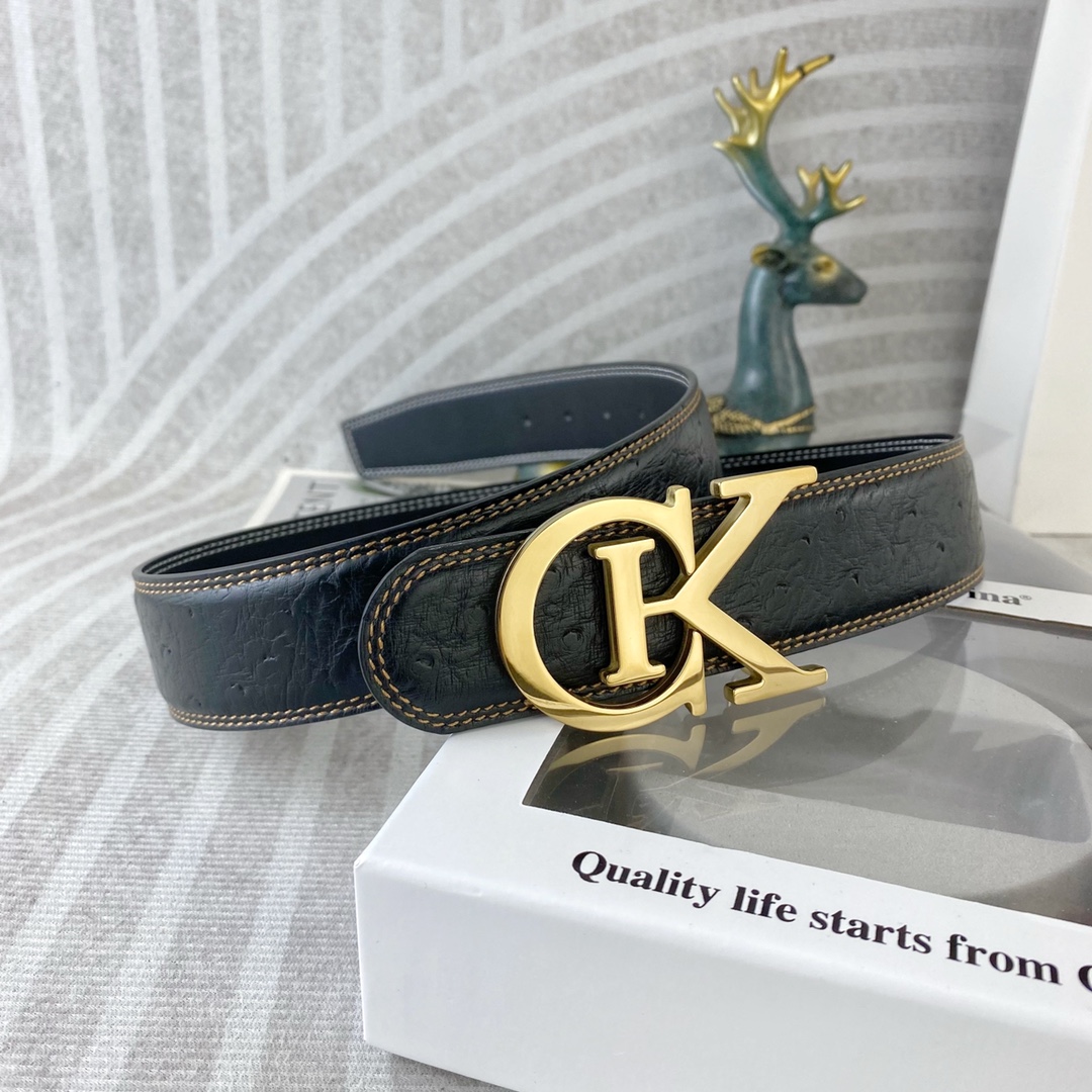 CK 💕 特种皮腰带系列 ，原厂五金精品不锈钢扣，手感柔软舒适 宽3.8CM。