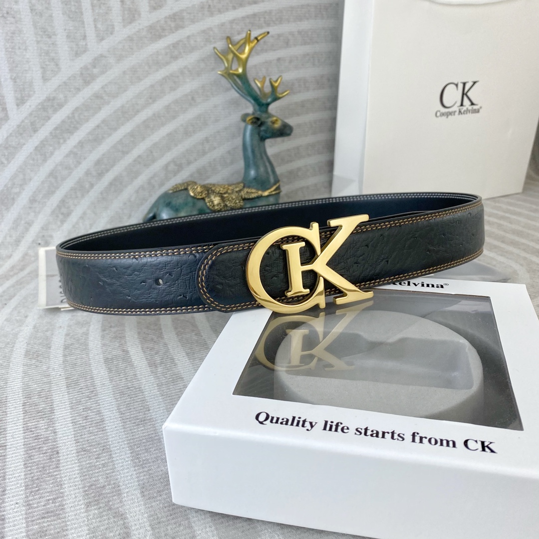 CK 💕 特种皮腰带系列 ，原厂五金精品不锈钢扣，手感柔软舒适 宽3.8CM。