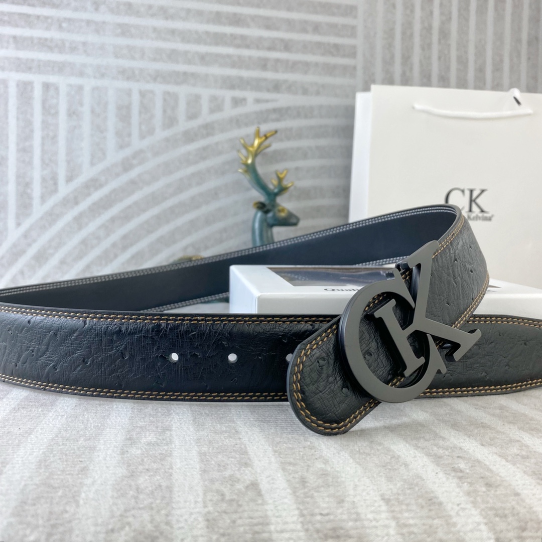 CK 💕 特种皮腰带系列 ，原厂五金精品不锈钢扣，手感柔软舒适 宽3.8CM。