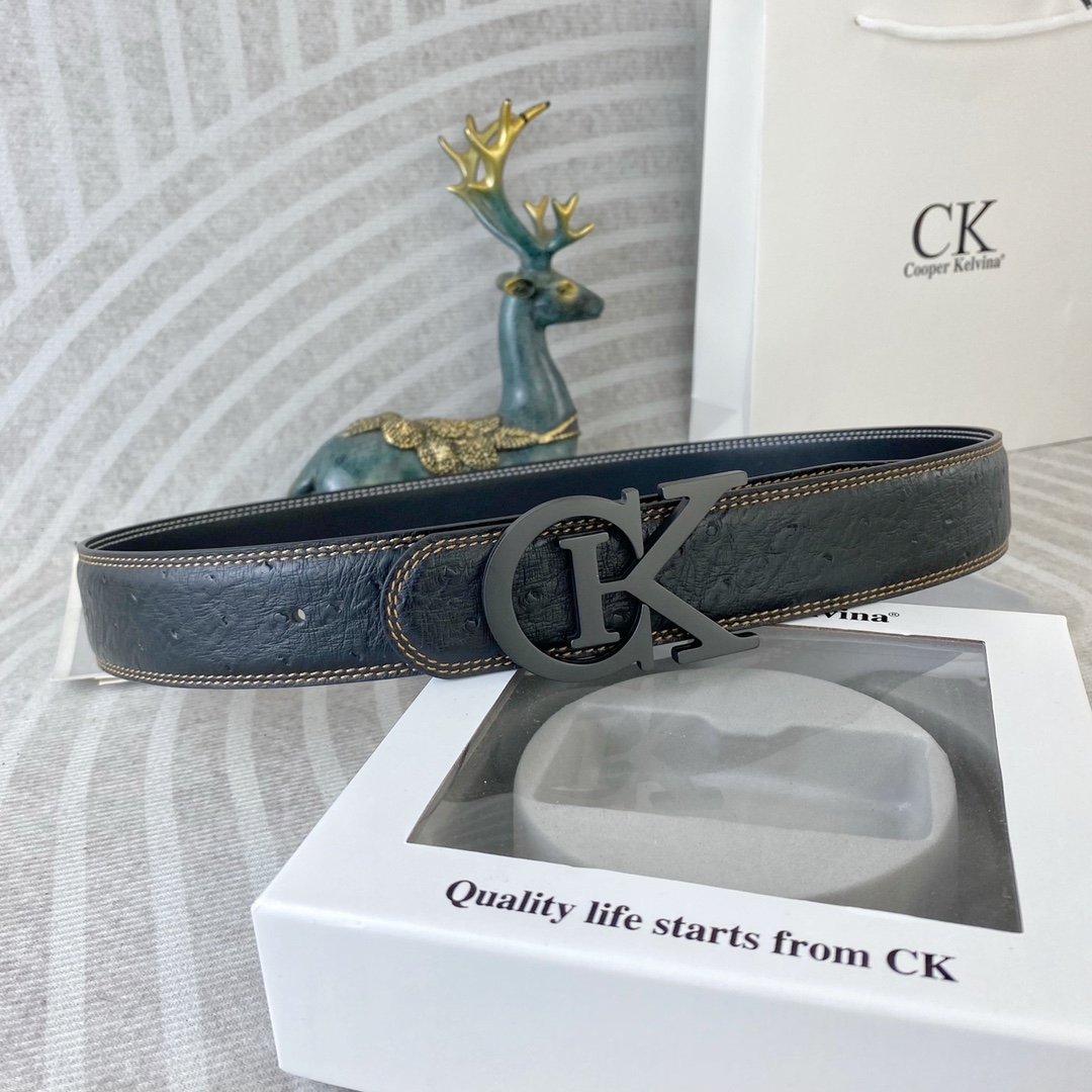 CK 💕 特种皮腰带系列 ，原厂五金精品不锈钢扣，手感柔软舒适 宽3.8CM。