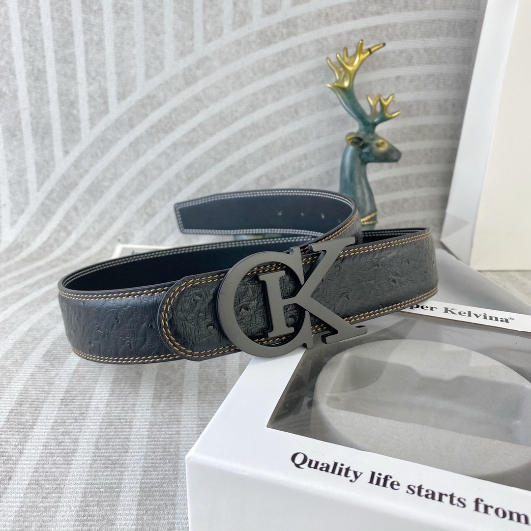 CK 💕 特种皮腰带系列 ，原厂五金精品不锈钢扣，手感柔软舒适 宽3.8CM。