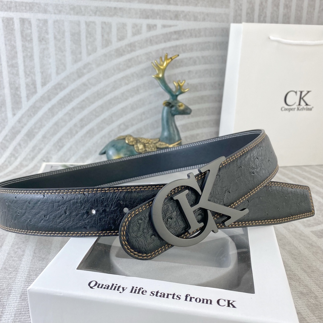 CK 💕 特种皮腰带系列 ，原厂五金精品不锈钢扣，手感柔软舒适 宽3.8CM。