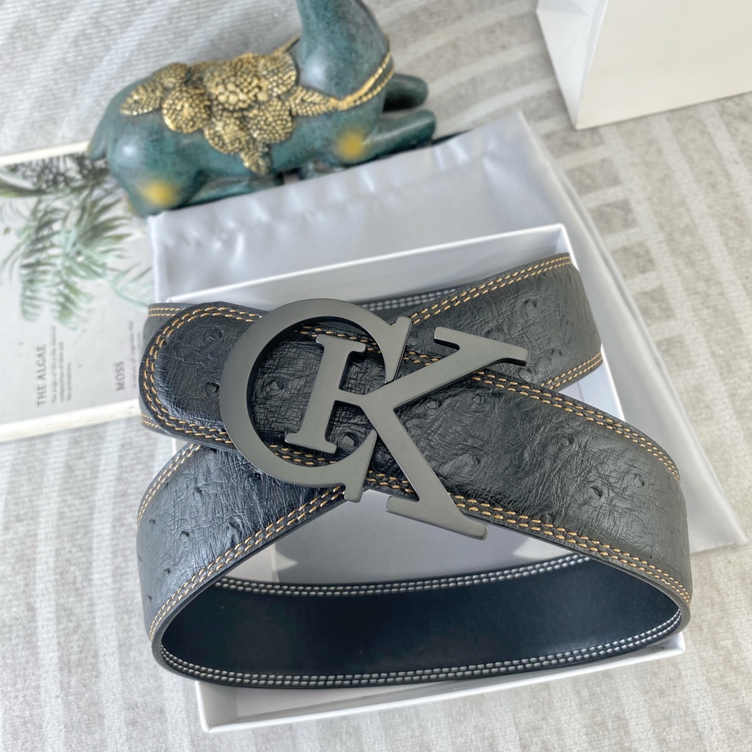 CK 💕 特种皮腰带系列 ，原厂五金精品不锈钢扣，手感柔软舒适 宽3.8CM。