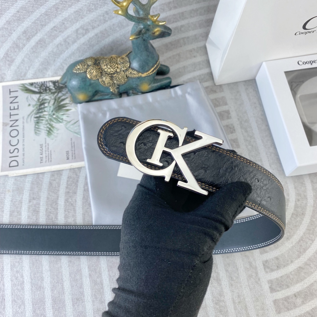 CK 💕 特种皮腰带系列 ，原厂五金精品不锈钢扣，手感柔软舒适 宽3.8CM。