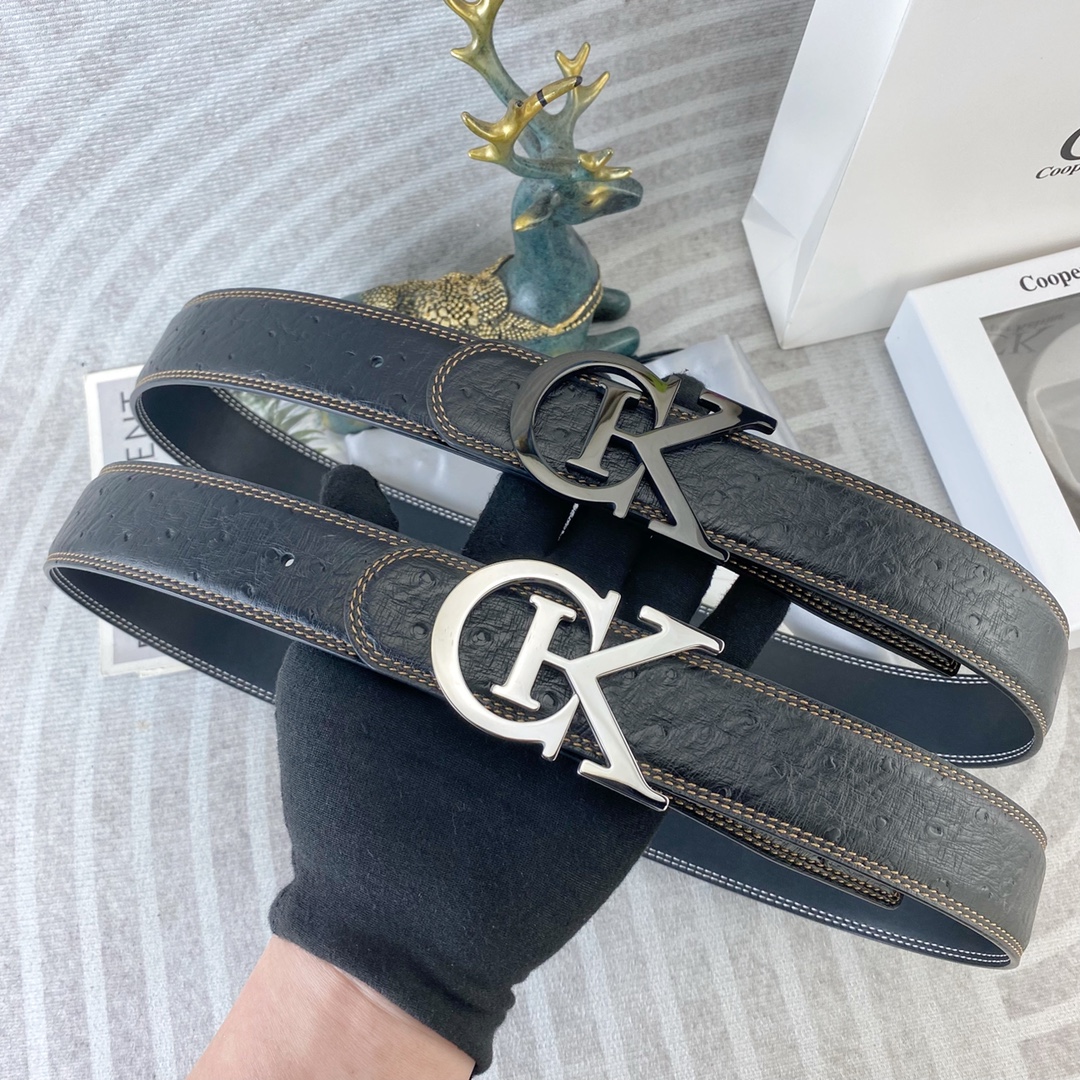 CK 💕 特种皮腰带系列 ，原厂五金精品不锈钢扣，手感柔软舒适 宽3.8CM。