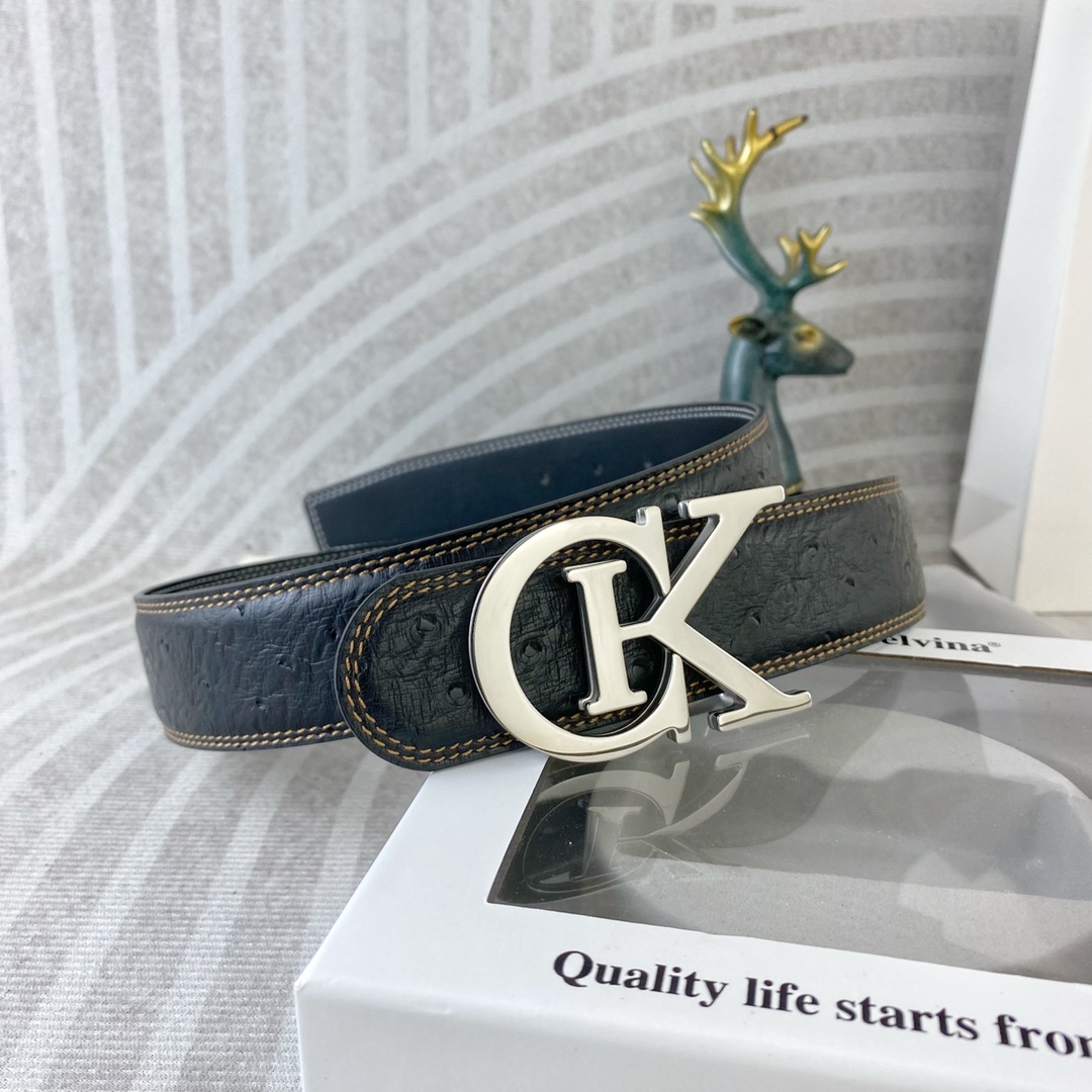 CK 💕 特种皮腰带系列 ，原厂五金精品不锈钢扣，手感柔软舒适 宽3.8CM。