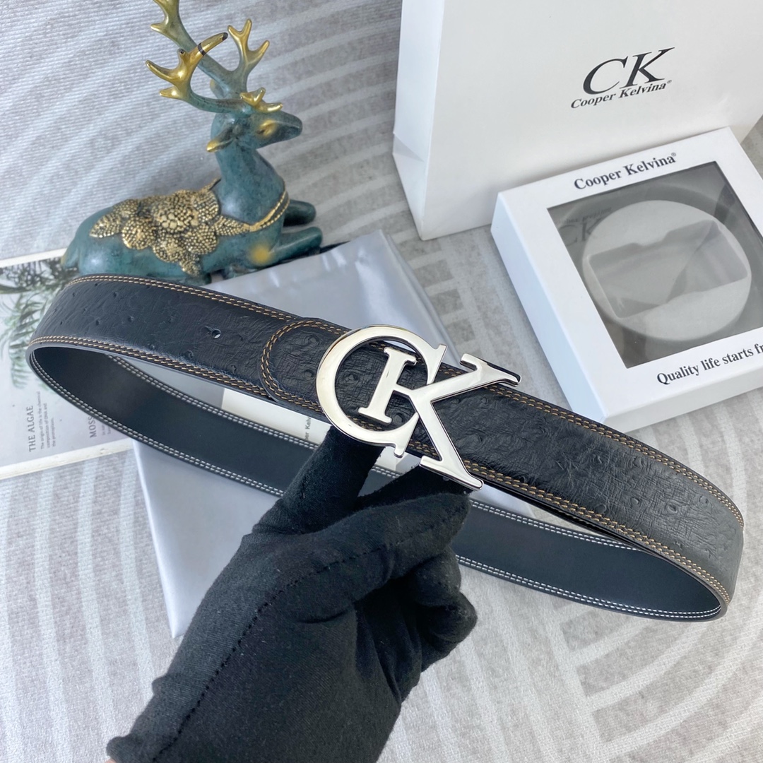 CK 💕 特种皮腰带系列 ，原厂五金精品不锈钢扣，手感柔软舒适 宽3.8CM。