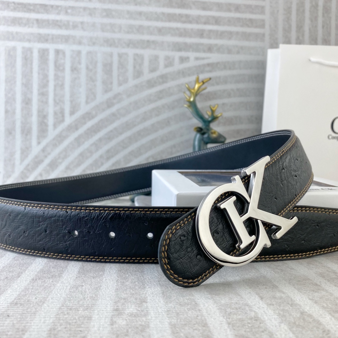 CK 💕 特种皮腰带系列 ，原厂五金精品不锈钢扣，手感柔软舒适 宽3.8CM。