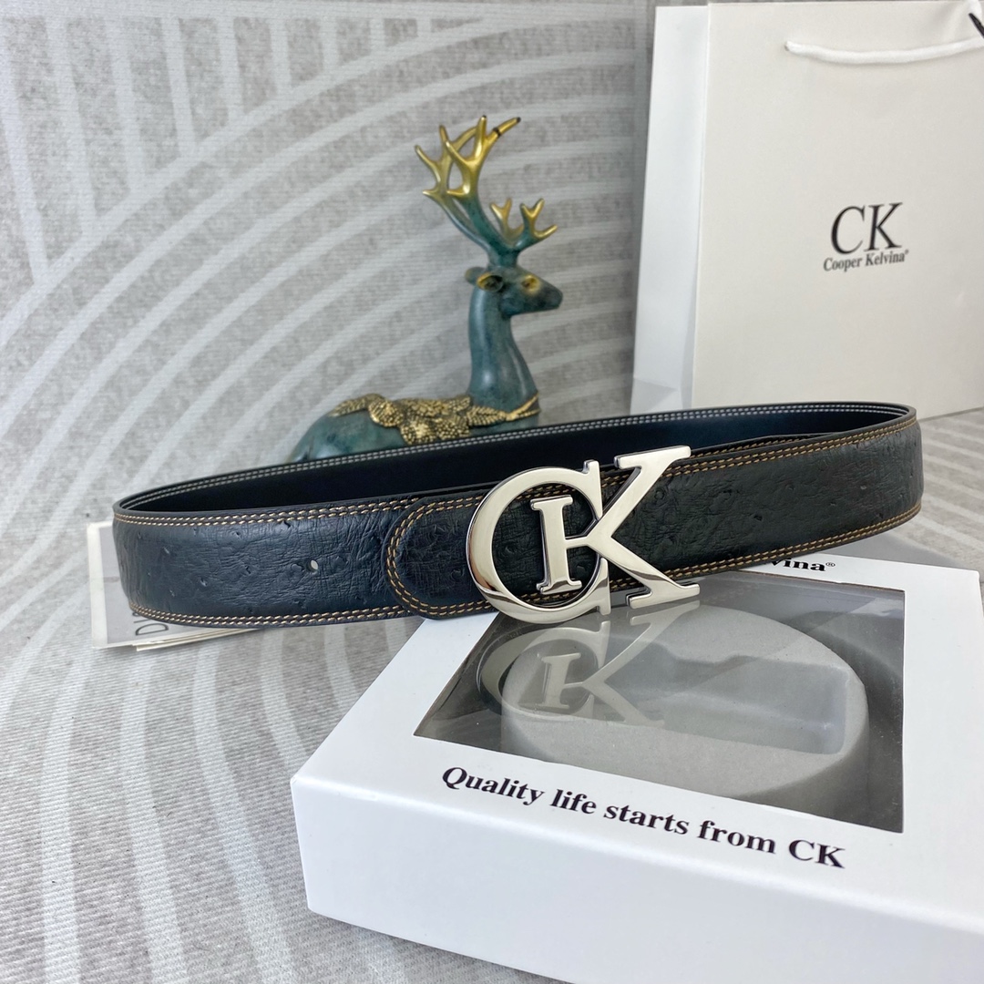 CK 💕 特种皮腰带系列 ，原厂五金精品不锈钢扣，手感柔软舒适 宽3.8CM。