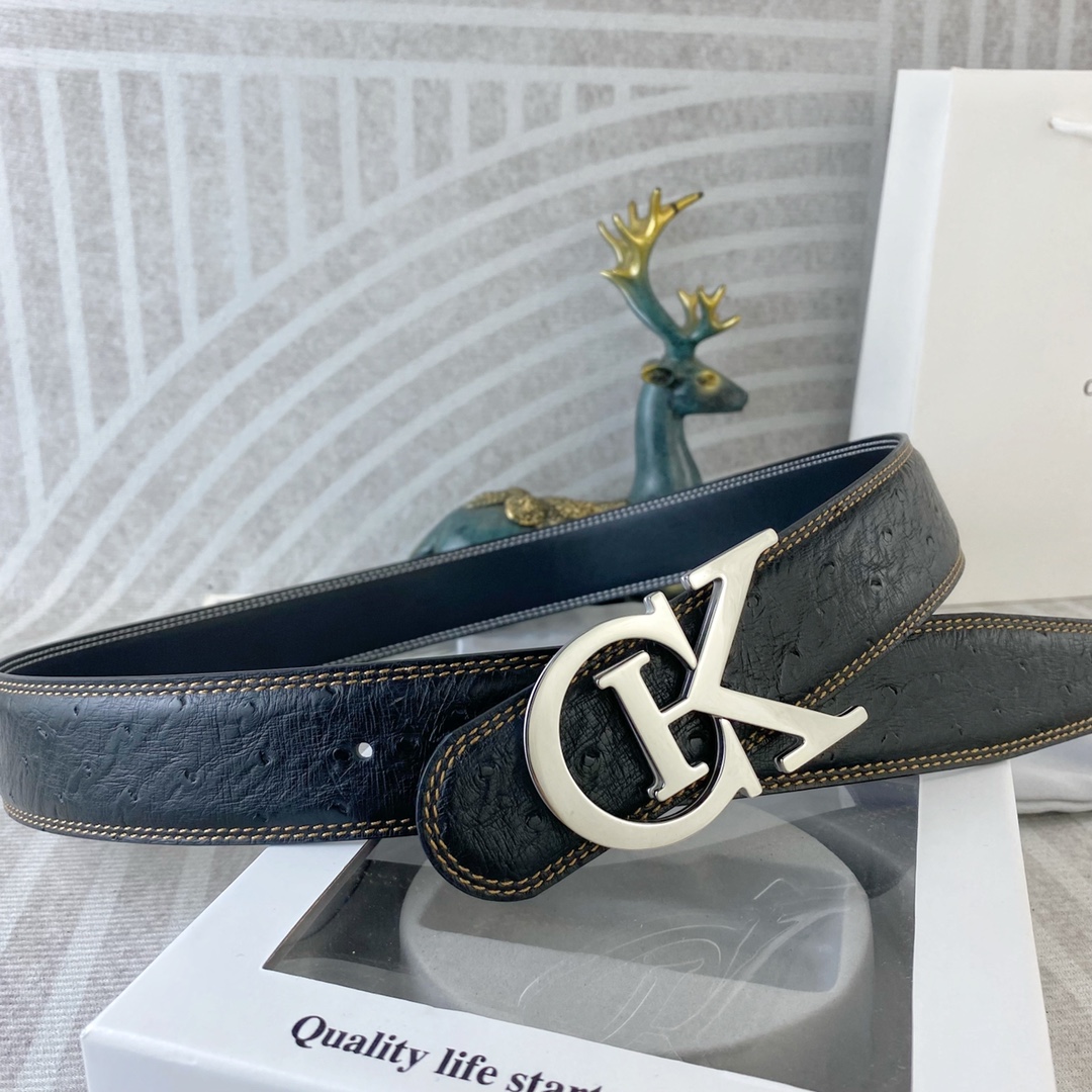 CK 💕 特种皮腰带系列 ，原厂五金精品不锈钢扣，手感柔软舒适 宽3.8CM。