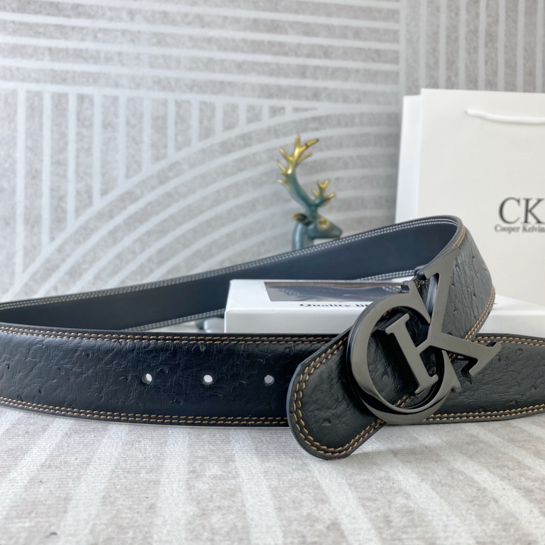 CK 💕 特种皮腰带系列 ，原厂五金精品不锈钢扣，手感柔软舒适 宽3.8CM。