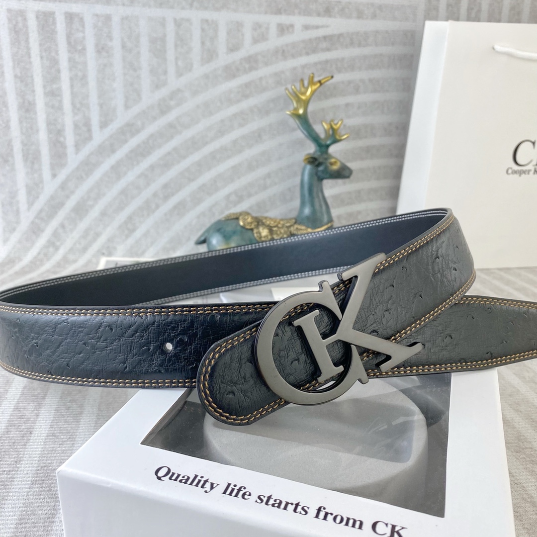 CK 💕 特种皮腰带系列 ，原厂五金精品不锈钢扣，手感柔软舒适 宽3.8CM。
