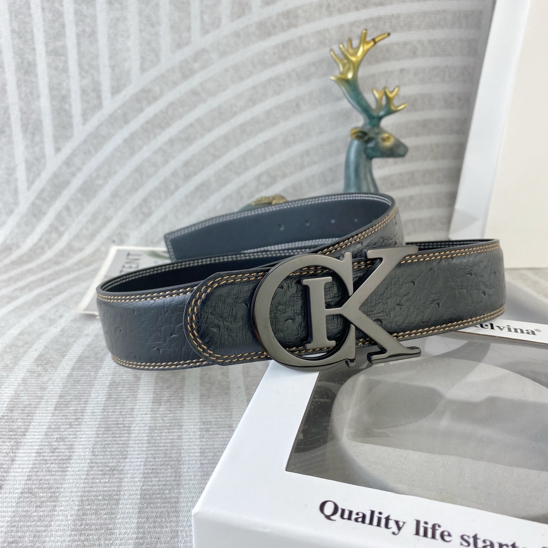 CK 💕 特种皮腰带系列 ，原厂五金精品不锈钢扣，手感柔软舒适 宽3.8CM。