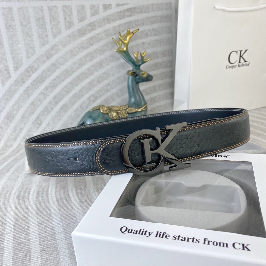 CK 💕 特种皮腰带系列 ，原厂五金精品不锈钢扣，手感柔软舒适 宽3.8CM。