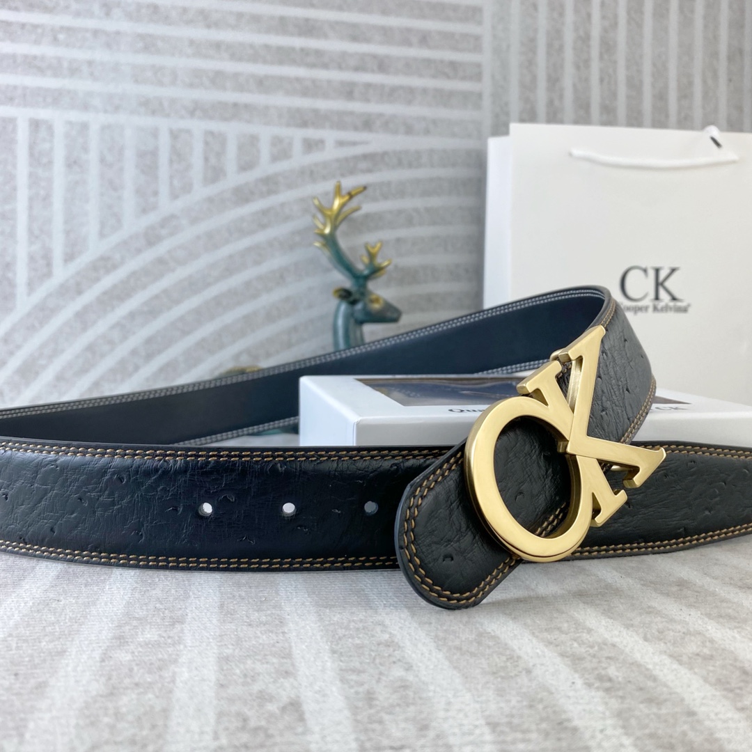 CK 💕 特种皮腰带系列 ，原厂五金精品不锈钢扣，手感柔软舒适 宽3.8CM。